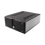 Undentia AB Ediscreation linear power supply with black metal casing and silver heatsink fins on a white background