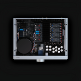 Internal view of Undentia AB Matrix Audio NA-1 headphone amplifier showing the Class A circuit board and components.