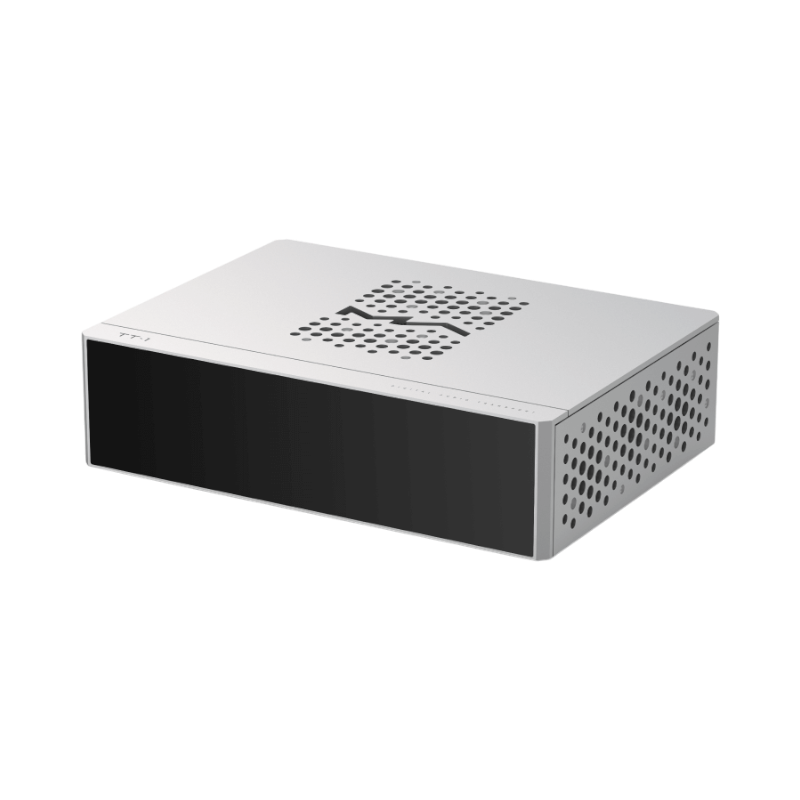Undentia AB Matrix Audio TT-1 digital transport in a sleek silver chassis with a black front display panel.