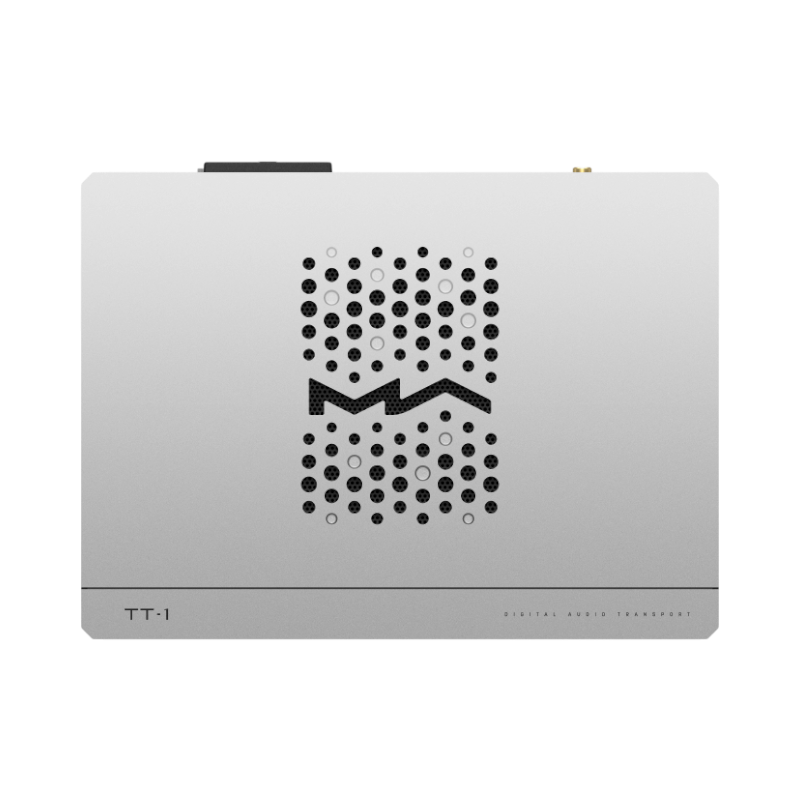 Undentia AB Matrix Audio TT-1 digital audio transport in a sleek silver finish with a perforated ventilation pattern.
