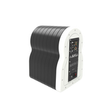 Undentia AB AKu MaYa II active studio monitor speaker, rear view showing input ports and sleek black and white design.