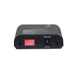 Undentia AB EtherWAN media converter rear panel showing the 12V DC power input and red DIP switch configuration block.