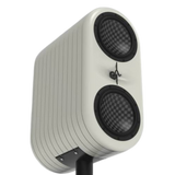 Undentia AB AKu Onar active speaker with white layered cabinet and dual TeXtreme drivers in D'Appolito configuration.
