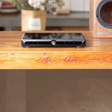 Undentia AB Matrix Audio X-Sabre 3 DAC and network streamer with high-resolution LCD display on a wooden table.