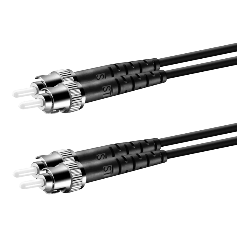 Undentia AB armored fiber optic cable with black duplex cabling and industrial ST metal connectors