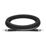 Undentia AB armored single mode duplex fiber optic cable with black protective jacket and metallic ST connectors.