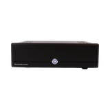 Undentia AB Ediscreation Silent Switch OCXO audiophile network switch with a sleek black chassis and blue power light.