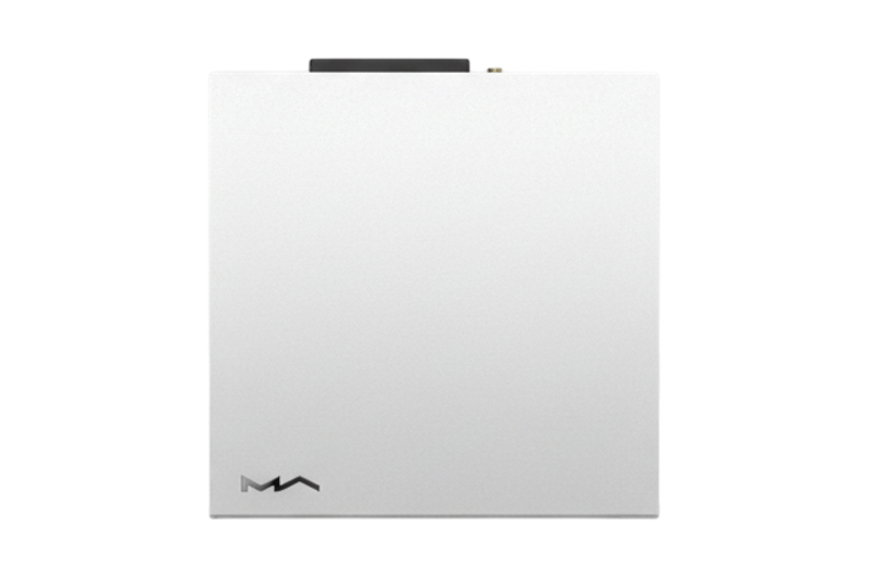 Undentia AB Matrix Audio Element S music streamer in a sleek silver finish, top-down view of the high-end audio device.