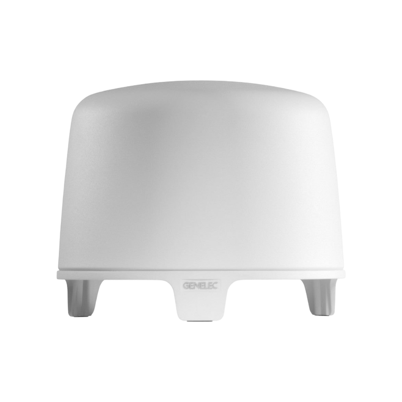 Undentia AB F One compact white active subwoofer with a sleek, rounded design for home audio systems.