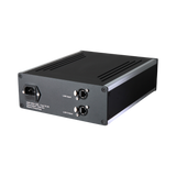 Undentia AB Fiberbox II optical network isolator in a black metal chassis with LAN input and output ports.