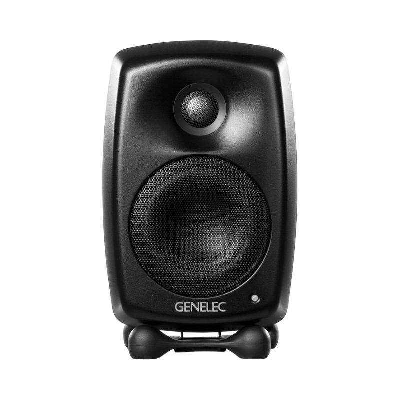Undentia AB G Two compact black active studio monitor speaker with a sleek, rounded design on a small stand.
