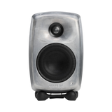 Undentia AB G Two active speaker in a brushed raw metal finish with a compact, rounded design and black drivers.
