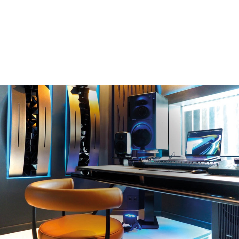 Undentia AB Genelec 1237A three-way studio monitor speaker installed in a professional music production studio setup