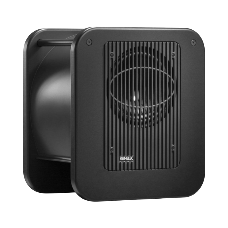 Undentia AB Genelec 7360A SAM studio subwoofer in black with a protective grille and integrated handle