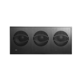 Undentia AB Genelec 7382A black studio subwoofer with three large drivers behind a protective vertical grille