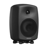 Undentia AB Genelec 8340A SAM studio monitor in matte black with a compact, rounded design and integrated Iso-Pod stand.