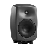 Undentia AB Genelec 8340A SAM studio monitor in dark grey with a compact, curved design and integrated Iso-Pod stand.