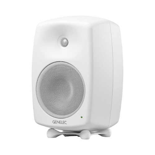 Undentia AB Genelec 8340A SAM studio monitor in white with a compact design and integrated Iso-Pod stand