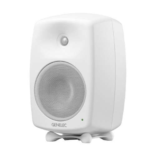 Undentia AB Genelec 8340A SAM studio monitor in white with a compact design and integrated Iso-Pod stand