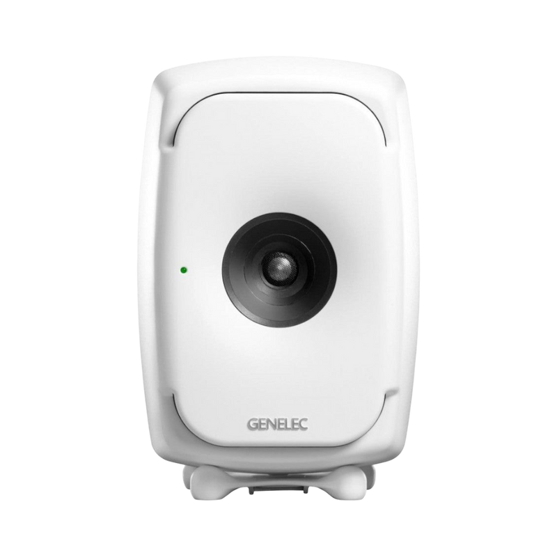 Undentia AB Genelec 8341A SAM white three-way active studio monitor speaker with a sleek, rounded acoustic design.