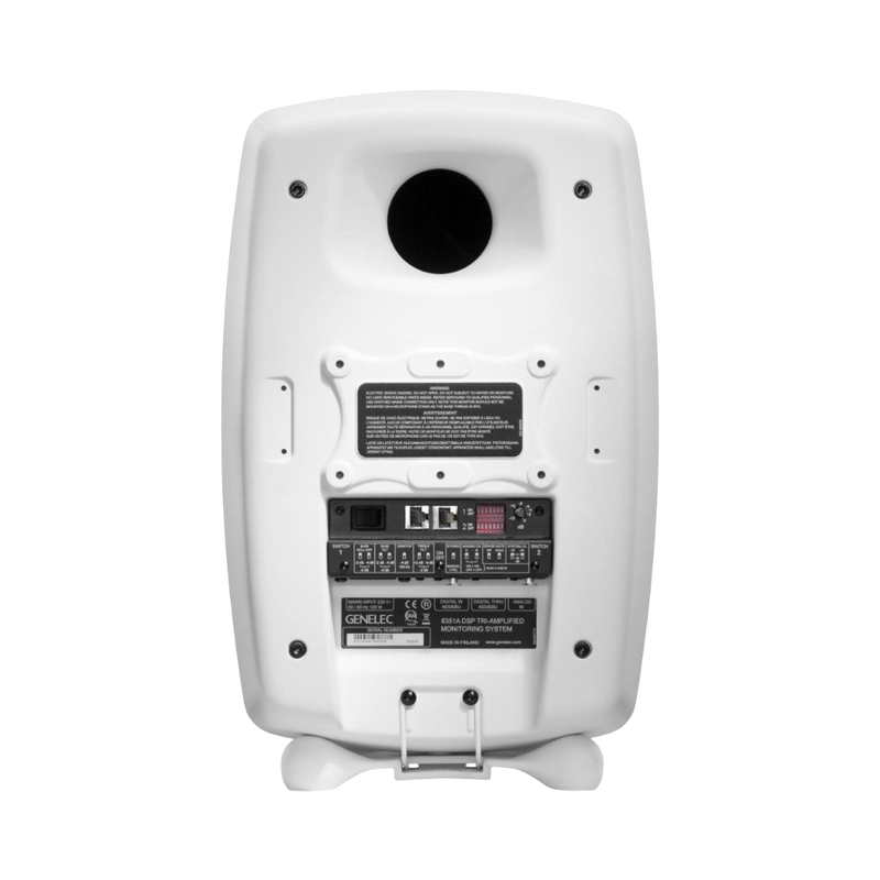 Undentia AB Genelec 8351B white active three-way studio monitor speaker rear panel with connectivity and controls