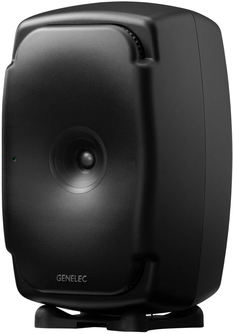 Undentia AB Genelec 8361A SAM active studio monitor in matte black with coaxial driver design on a desk stand