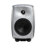 Undentia AB Genelec G Four active speaker in a brushed metallic finish with a black woofer and tweeter front view