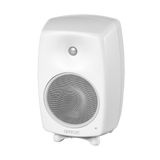 Undentia AB Genelec G Four white active speaker with a rounded design and front-facing driver for high-fidelity audio.