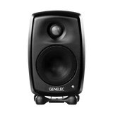 Undentia AB Genelec G One compact black active speaker with a rounded design and integrated stand