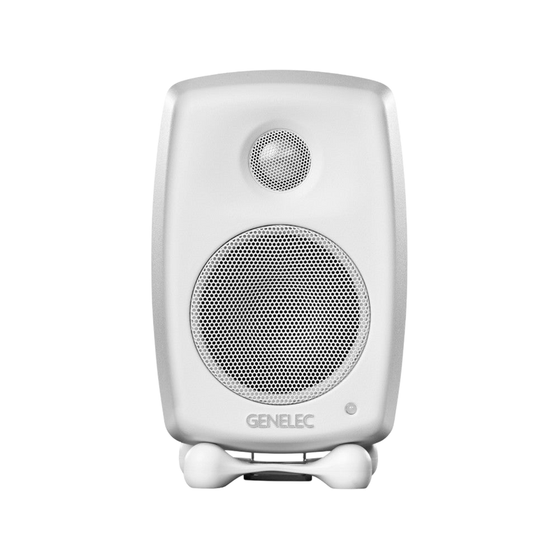 Undentia AB Genelec G One compact white active speaker with a modern curved design and integrated stand