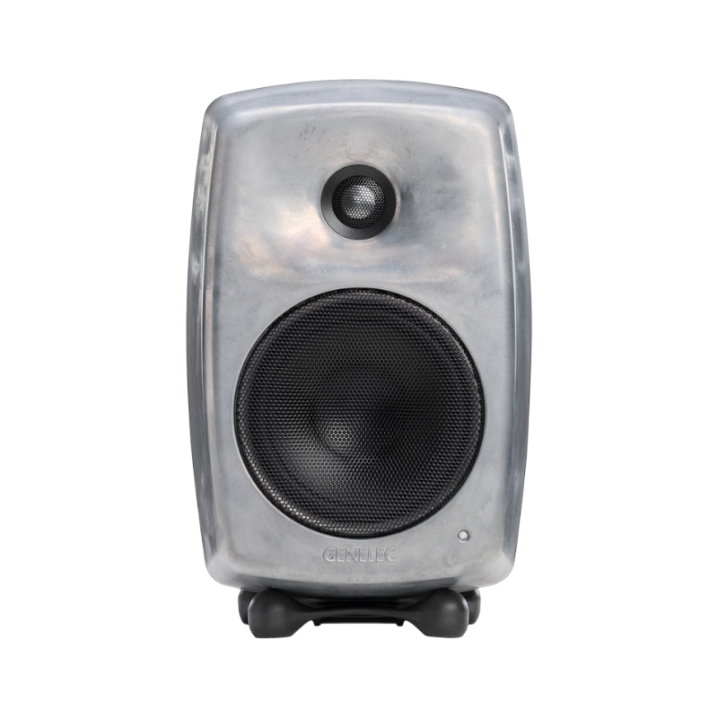 Undentia AB Genelec G Three active speaker in a raw metal finish with a compact, rounded design.