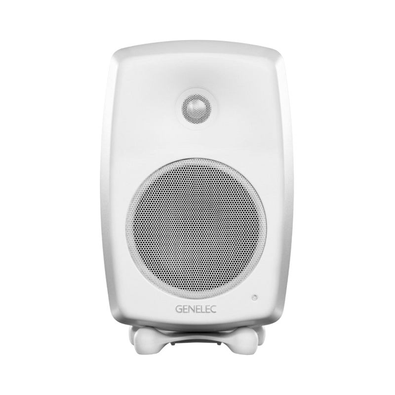 Undentia AB Genelec G Three compact white active studio monitor speaker with rounded edges and metal grille
