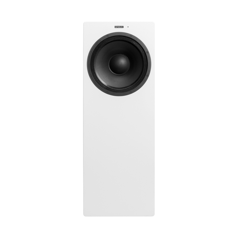 Undentia AB Genelec W371A SAM adaptive woofer system in white with a large black circular driver for studio monitoring.
