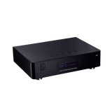 Undentia AB KECES P8 black linear power supply with OLED display showing voltage and current in a brushed metal case