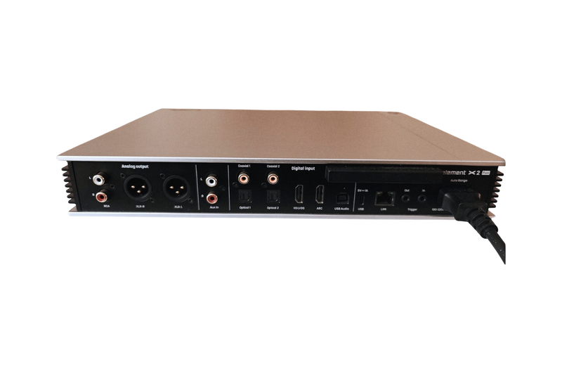 Undentia AB Matrix Audio Element P integrated amplifier rear panel showing various digital and analog input ports