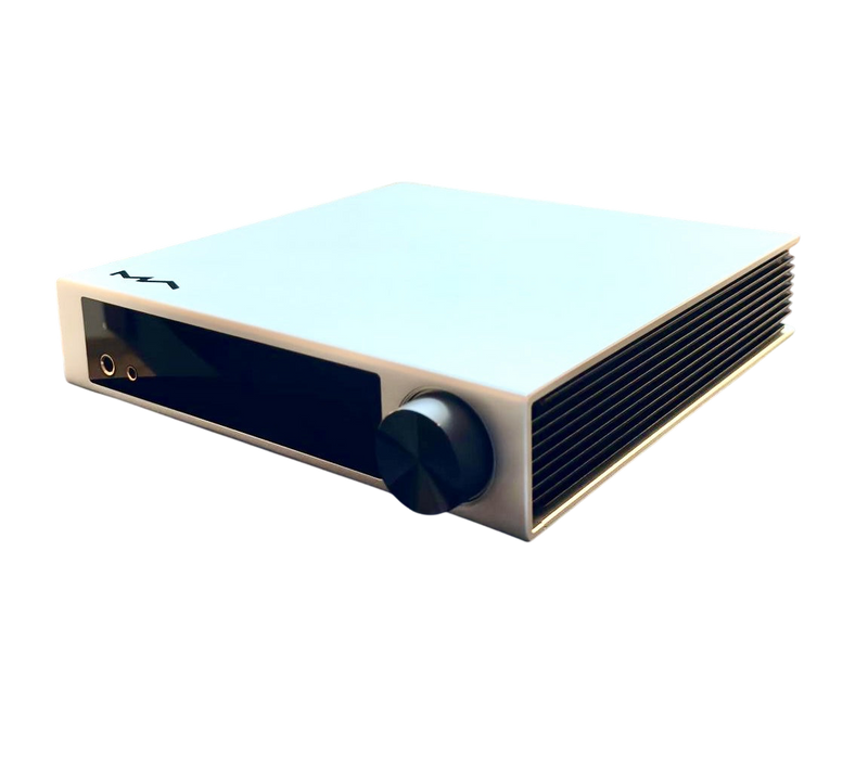 Undentia AB Matrix Audio Element X2 high-end DAC and streamer in a sleek white finish with black volume knob