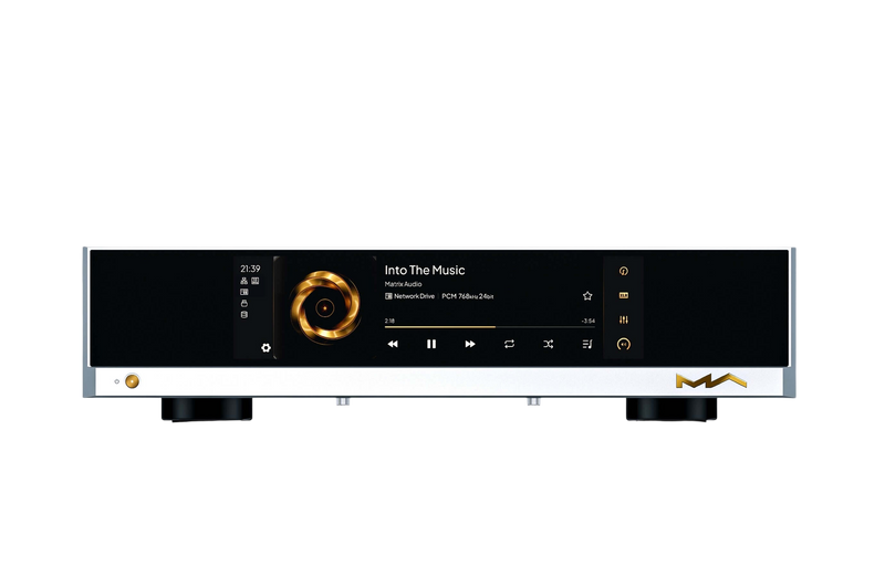Undentia AB Matrix Audio MS-1 DAC and music streamer featuring a high-resolution front display with playback controls.