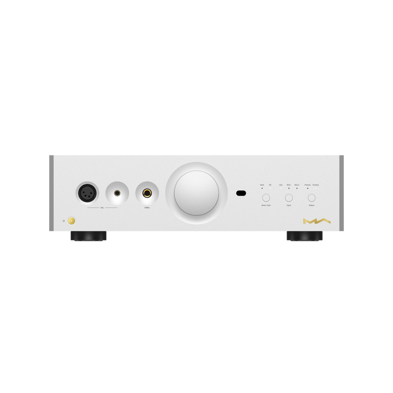 Undentia AB Matrix Audio NA-1 class A headphone amplifier in silver with front panel controls and multiple headphone ports.