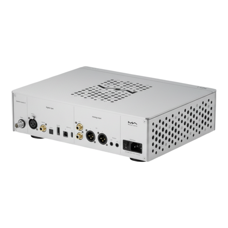 Undentia AB Matrix Audio ND-1 DAC rear panel showing digital and analog inputs, XLR and RCA outputs in silver finish.