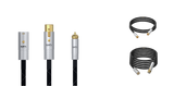 Undentia AB Matrix Audio OCC Hi-Fi analog audio cables with silver CNC aluminum connectors and black nylon braiding.