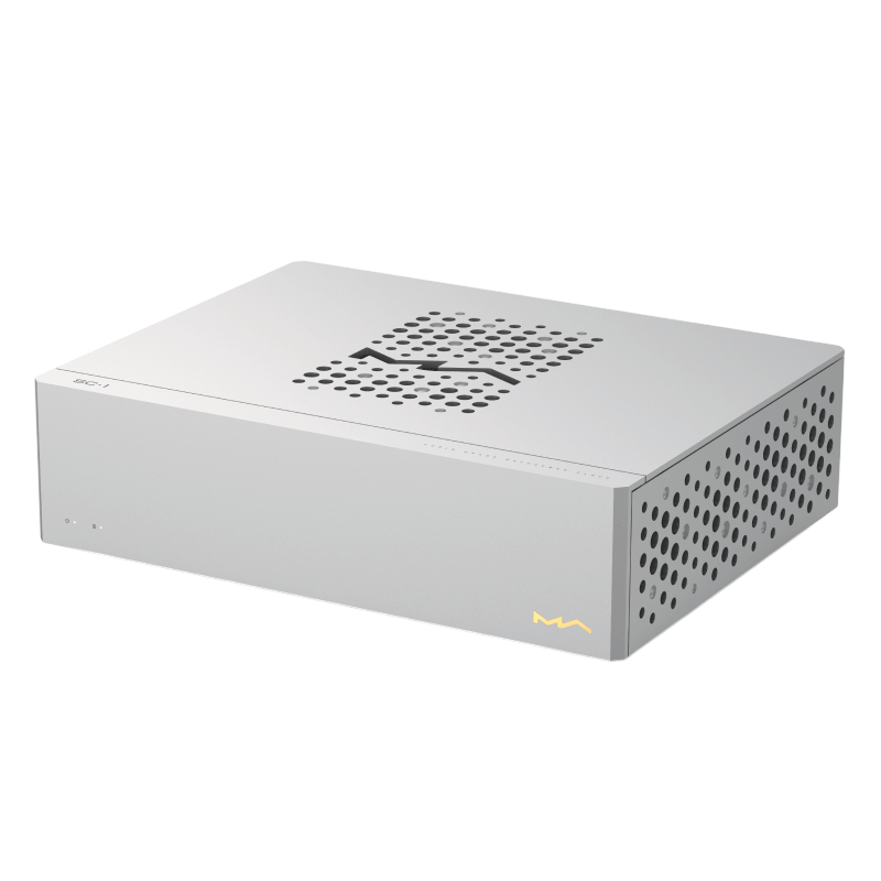 Undentia AB Matrix Audio SC-1 silver audio grade reference clock with minimalist design and top ventilation grille