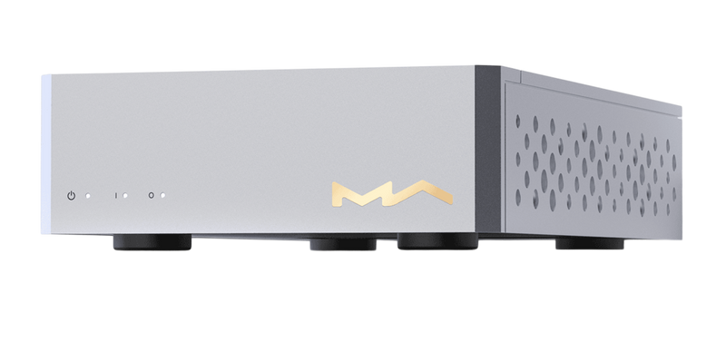 Undentia AB Matrix Audio SI-1 fiber optic network isolator in a silver CNC-machined aluminum unibody chassis.