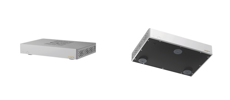 Undentia AB Matrix Audio SS-1 audiophile network switch in a silver CNC-machined aluminium chassis with isolation feet.