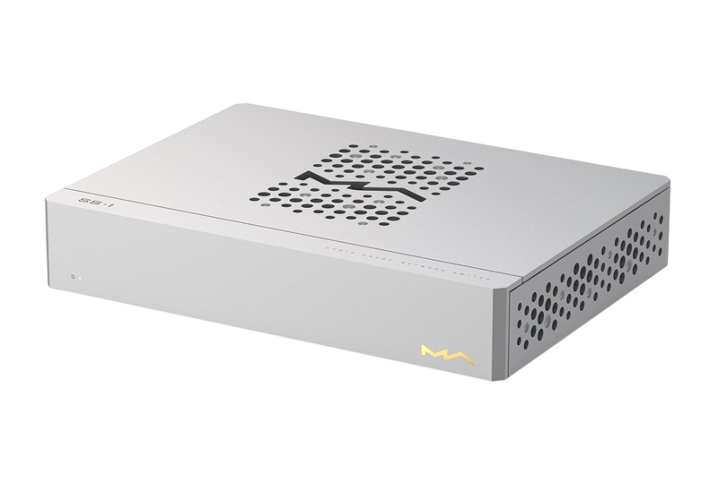 Undentia AB Matrix Audio SS-1 silver audiophile network switch with a precision-machined aluminium chassis and ventilation