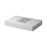 Undentia AB Matrix Audio SS-1 Pro silver audiophile network switch with CNC-machined aluminium chassis and ventilation