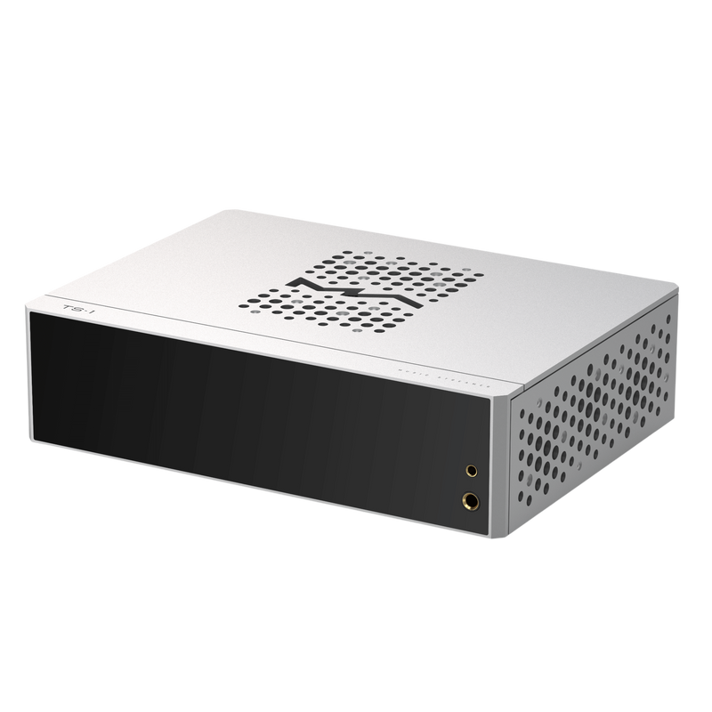 Undentia AB Matrix Audio TS-1 silver DAC and streamer with front headphone jacks and perforated metal chassis