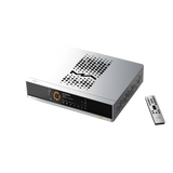 Undentia AB Matrix Audio MS-1 DAC and music streamer in silver with a high-resolution display and matching remote control