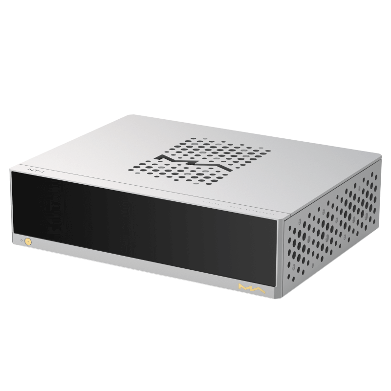 Undentia AB Matrix Audio NT-1 digital audio transport in a sleek silver metal chassis with a black front display.