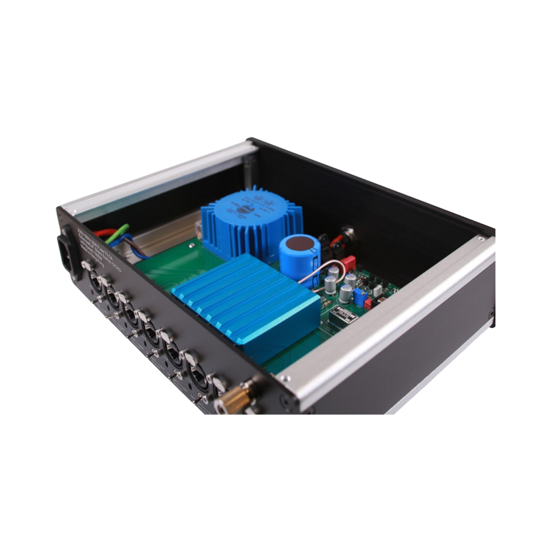 Undentia AB Silent Switch OCXO internal view showing high-end audio network switch components with blue heatsinks