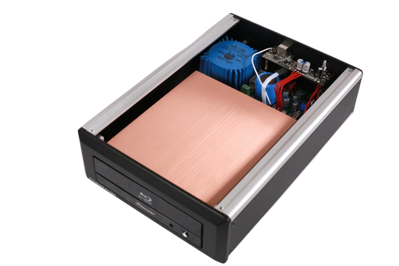 Undentia AB Ediscreation Ultra Silent Ripper with copper chassis, Pioneer Blu-ray drive, and linear power supply.
